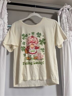 "Feeling Lucky" Cream Graphic Tee with Shamrock Print